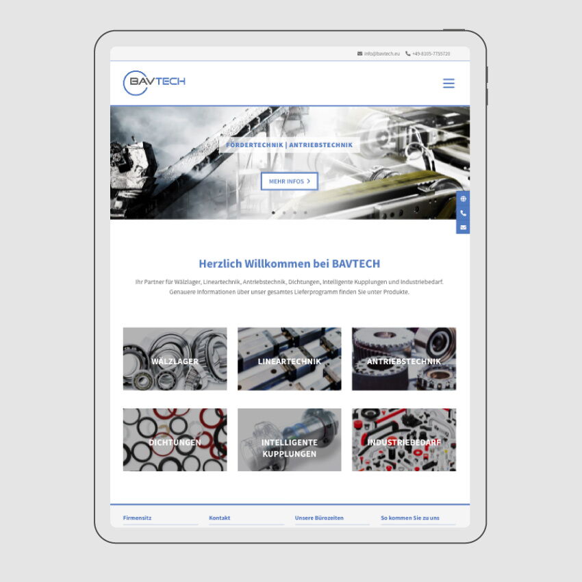 Webdesign von Firma Bavtech Vertrieb von Antriebstechnik